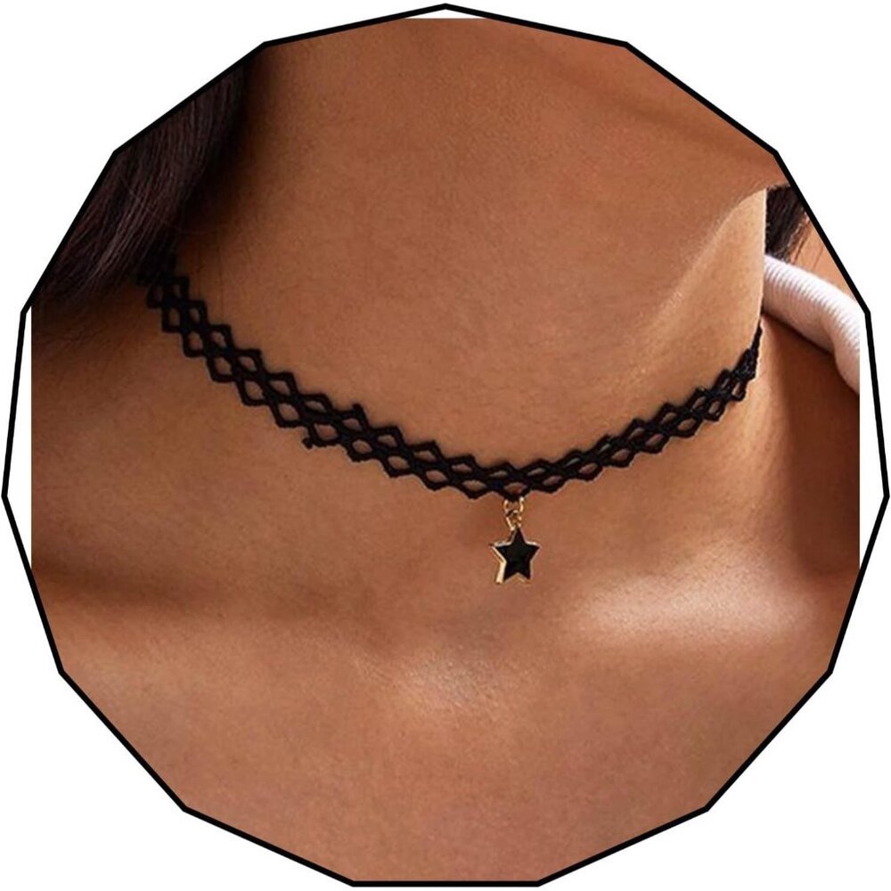 Minimalist Star Dangle Choker Necklace  Adjustable Length For Versatile Styling